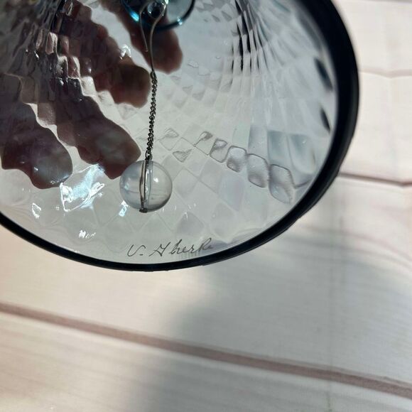 Fenton Vintage Blue Glass Bell Etched Floral‎ Diamond Pattern Collectible - Picture 8 of 8